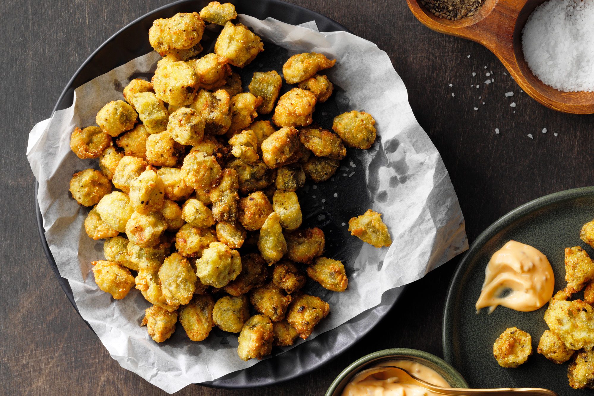 Crispy Southern fried okra with side dish