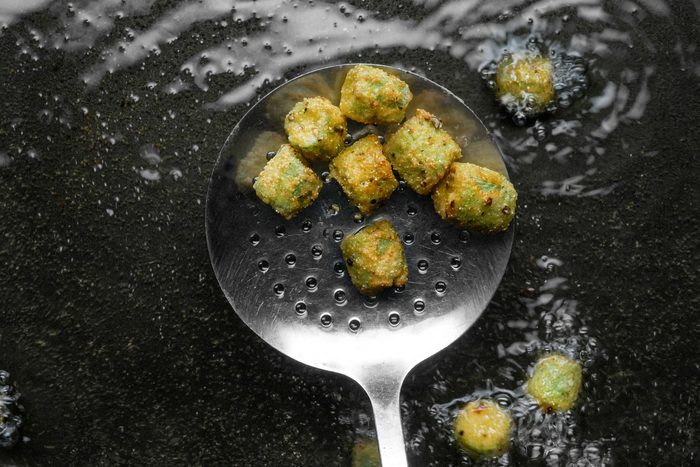 Deep fry the okra