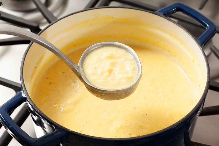 Checking the mixture with ladle