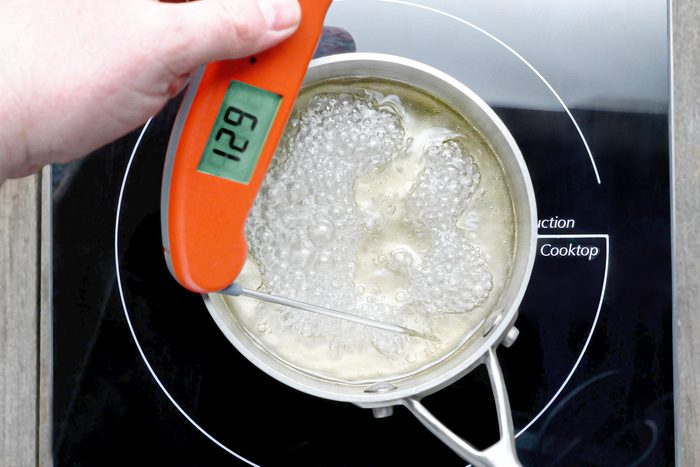 Boiling the water in a sauce pan