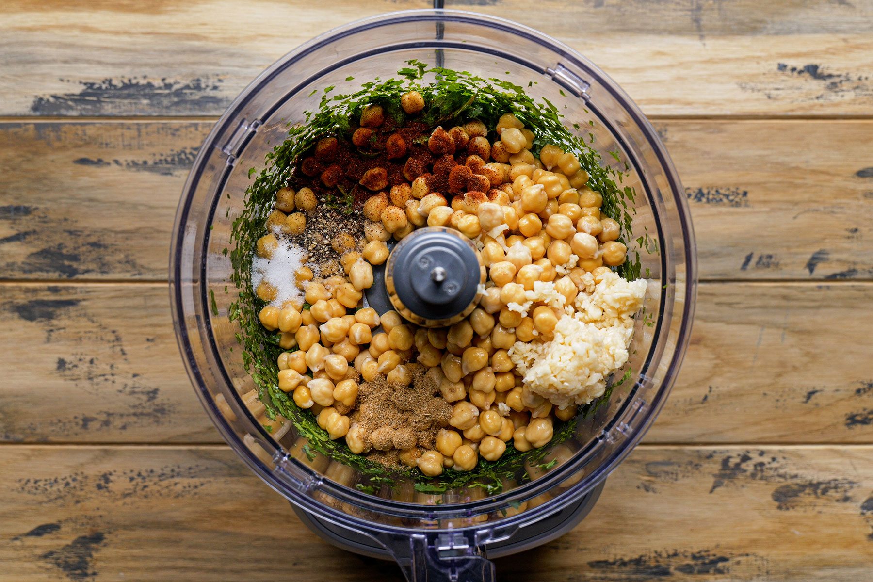 Ingredients for Falafel in food processor