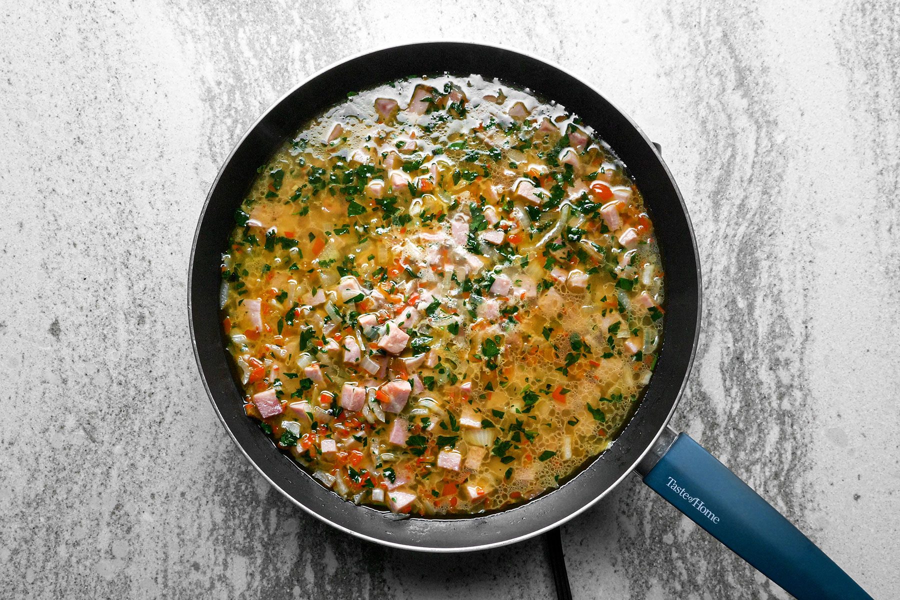 Chopped Ham and Vegetables cooking broth