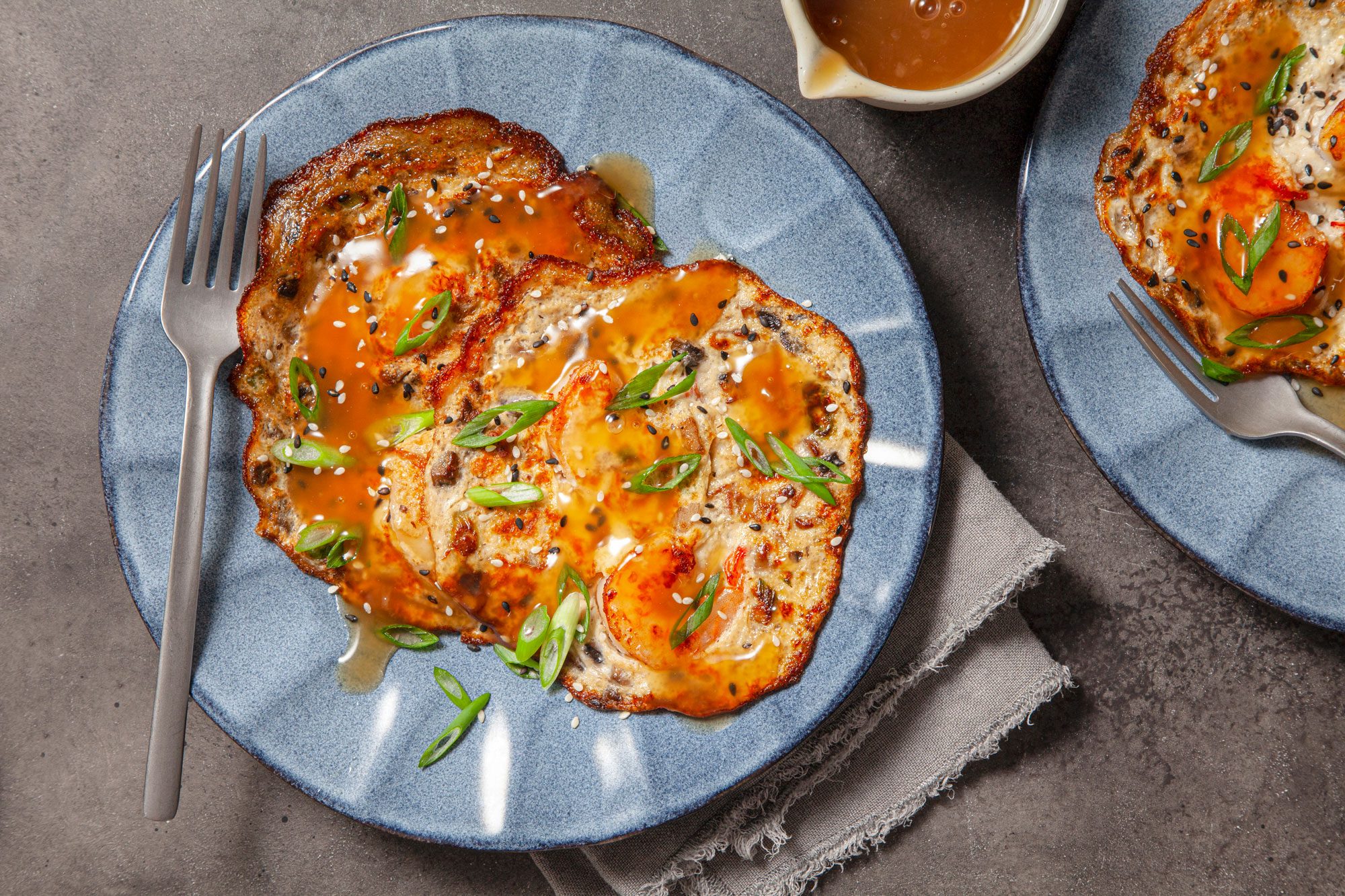 Shrimp Egg Foo Young Served in a Ceramic Plate