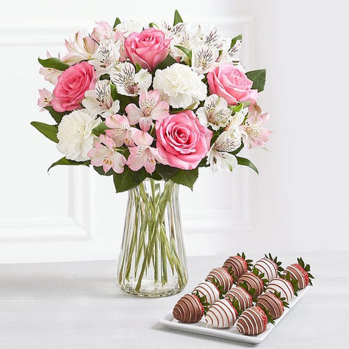 Cherished Blooms & Drizzled Strawberries Ecomm Via Harryanddavid.com