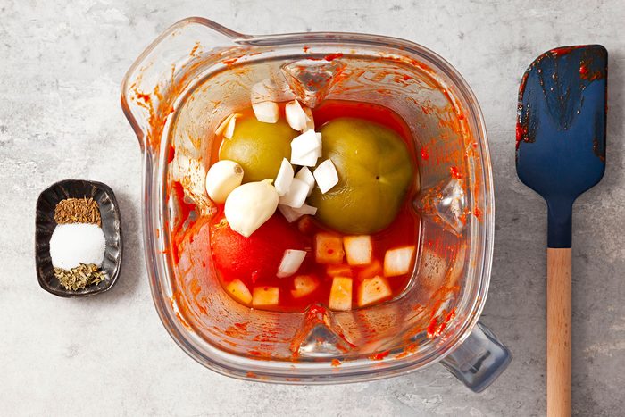 Ingredients in blender ready for mixing