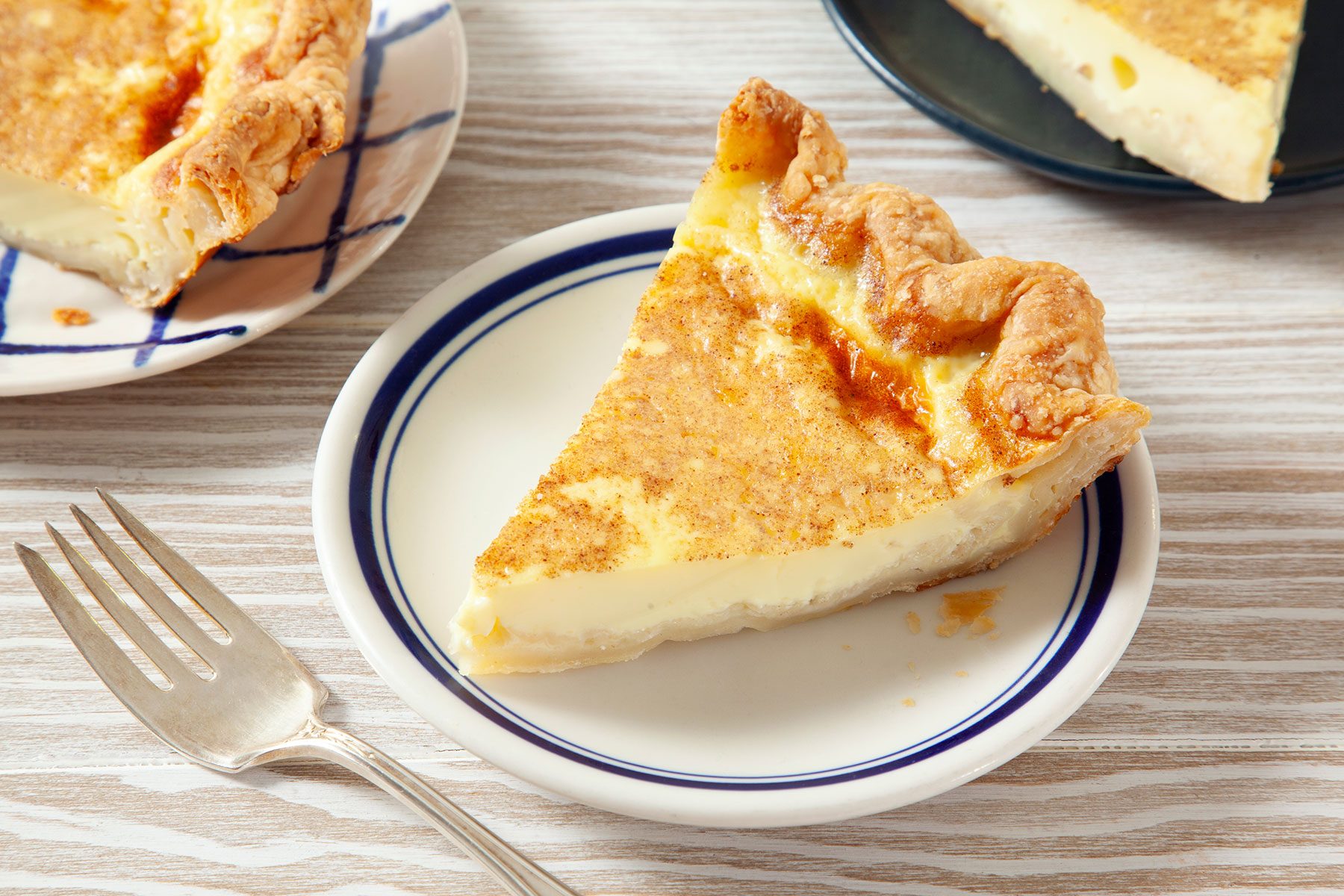 Slices of Custard Pie served on plates