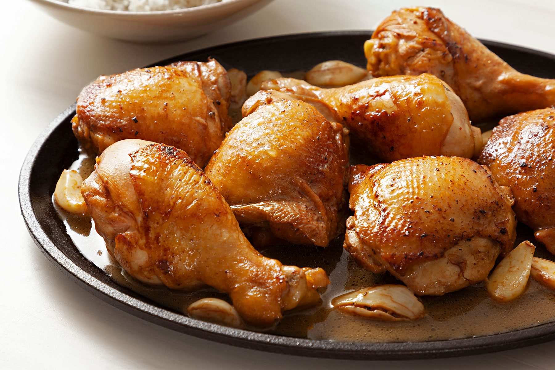 Cooked Filipino Chicken Adobo on plate