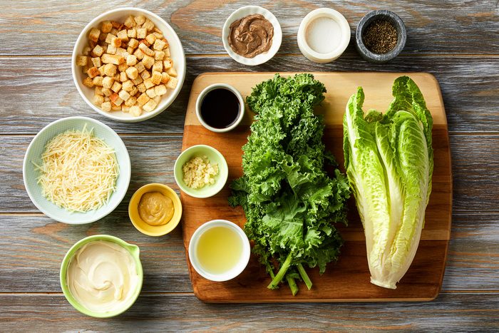 Ingredients for Kale Caesar Salad