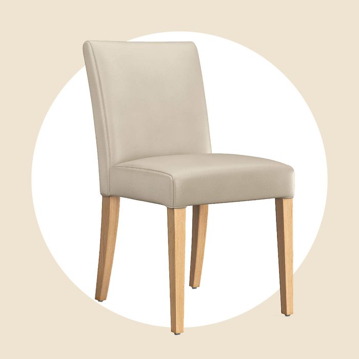 Lowe Bone White Leather Dining Chair With Natural Wood Legs