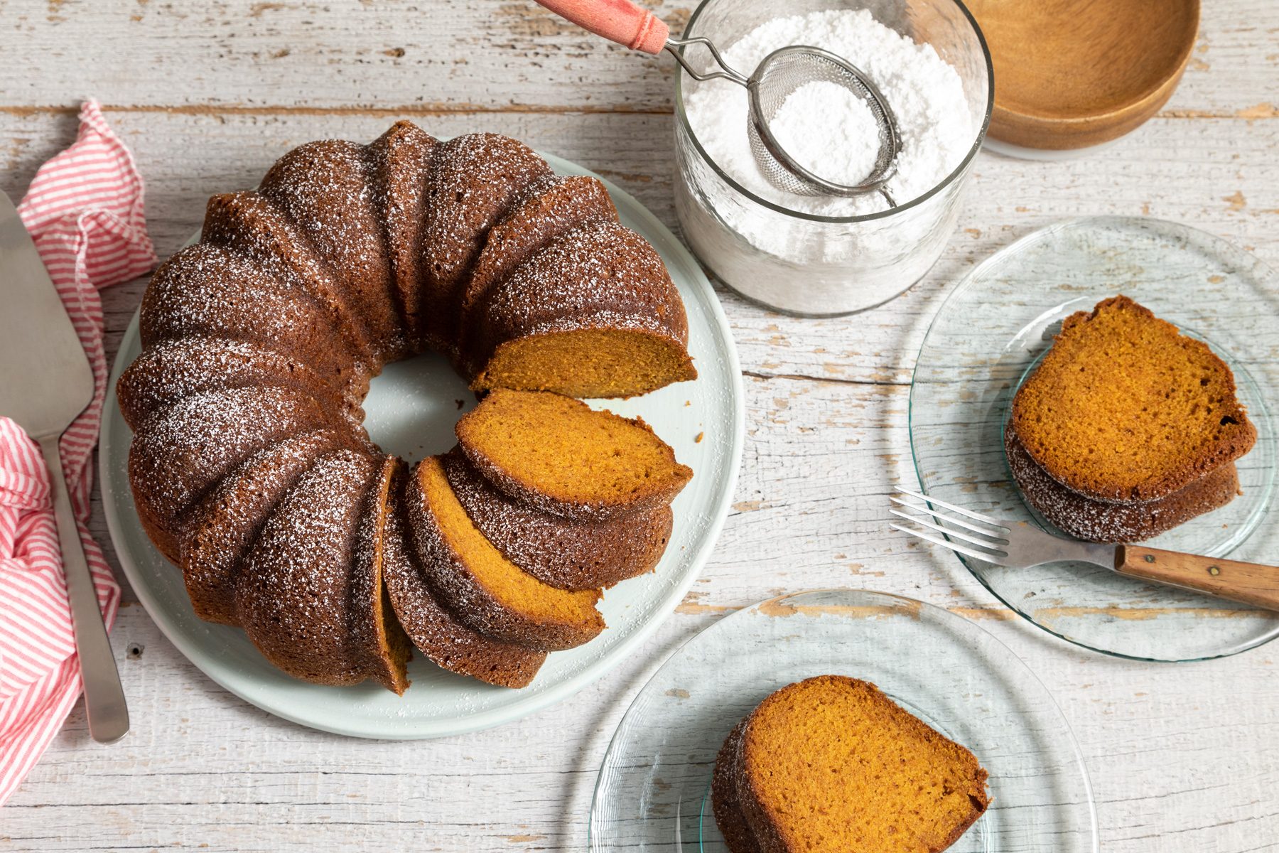 A Pumpkin Bundt Cake on a plate