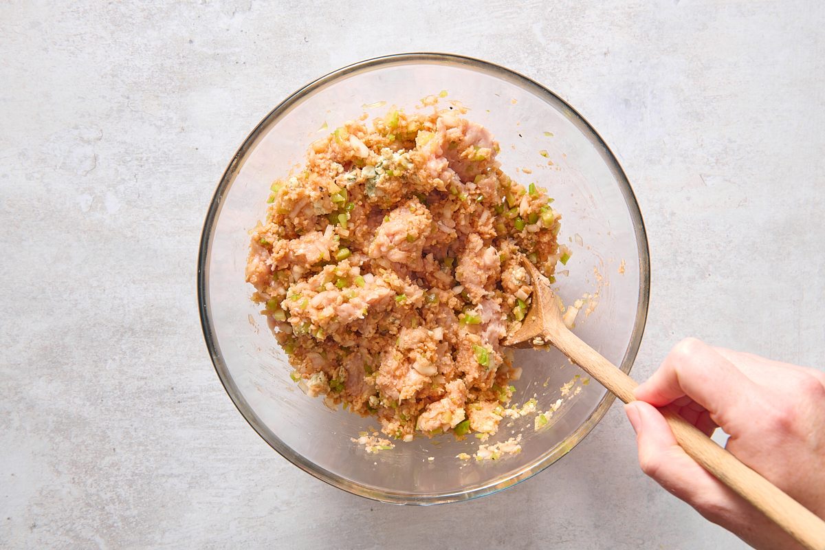 Mixing in ground chicken