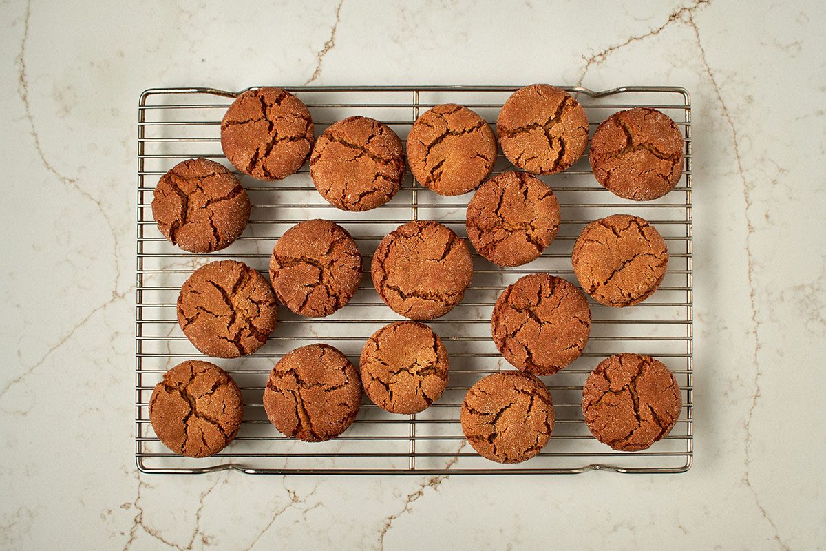 Bake cookies and cool on wire rack