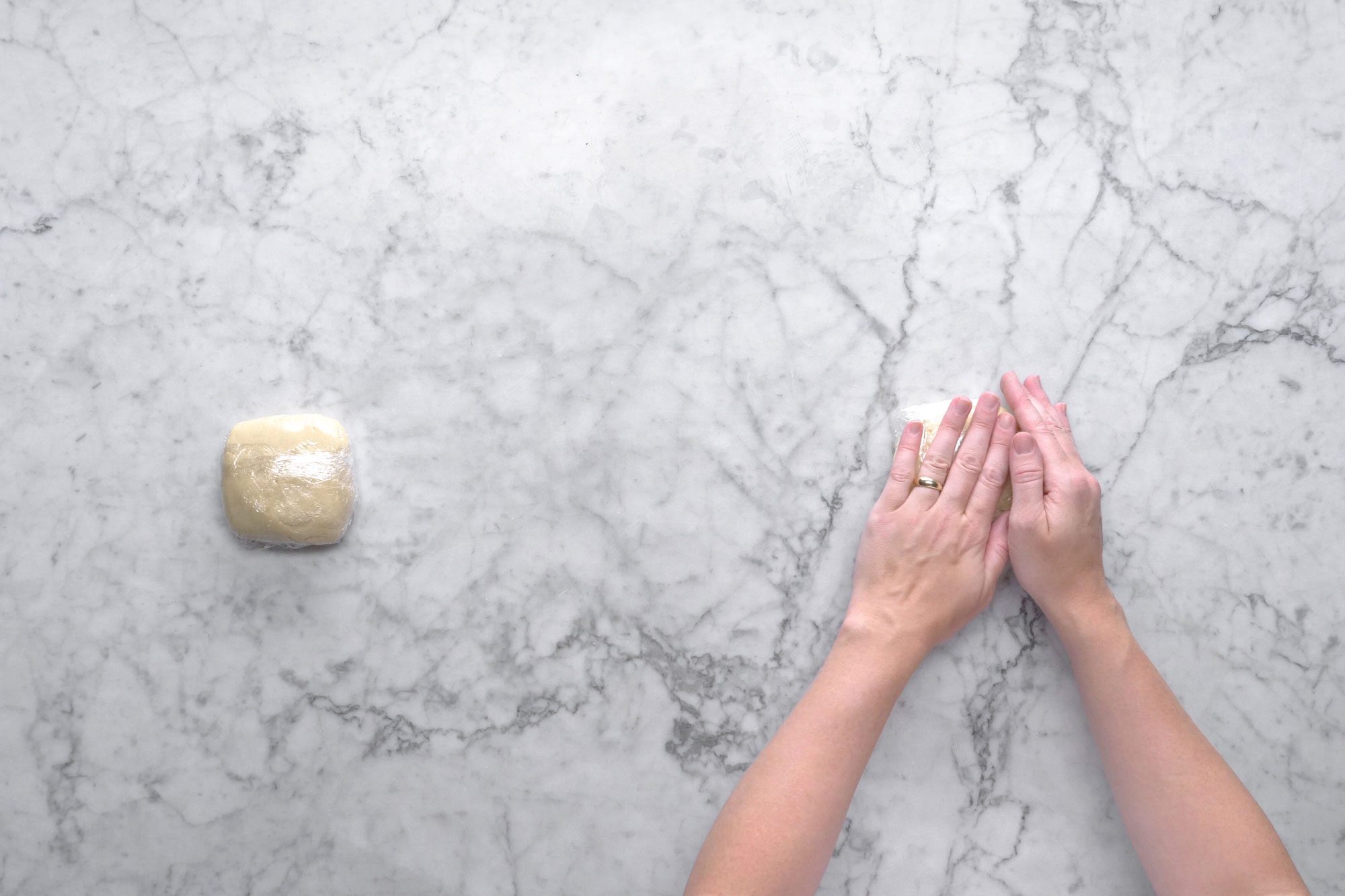 Shape the dough into two portions