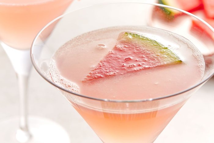 Refreshing Watermelon Martini cocktail with watermelon slice