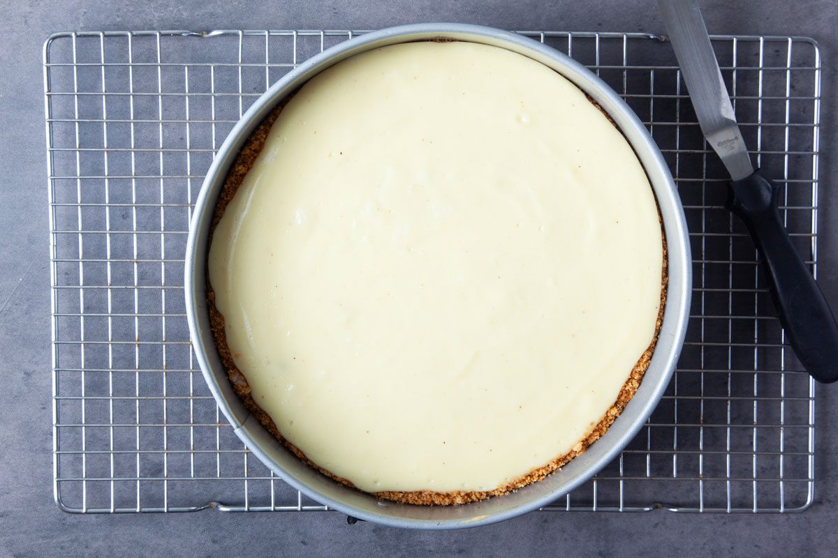 Step 5 one Taste of Home Eggnog Cheesecake is to cool on a wire rack, remove the foil and run an offset spatula around the edge of the cheesecake
