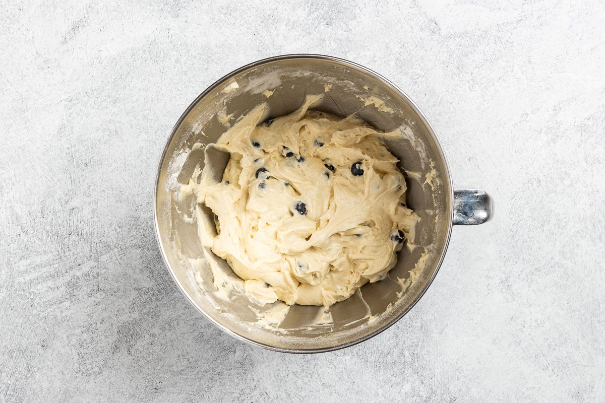 Taste of Home Blueberry Pound Cake recipe photo of the batter.