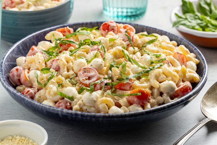 Taste of Home Caprese Pasta Salad recipe photo of the finished recipe.