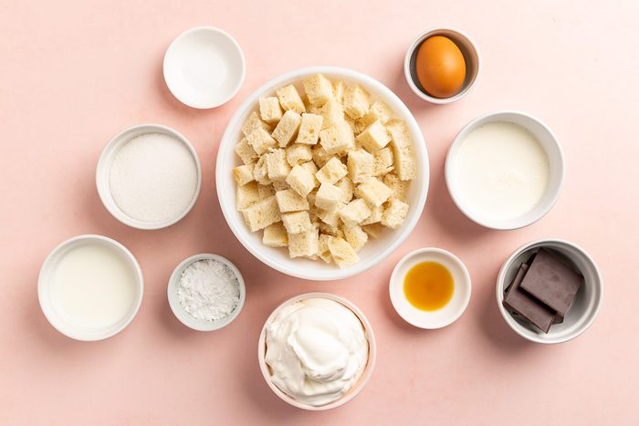 Taste of Home Chocolate Bread Pudding photo of the ingredients.