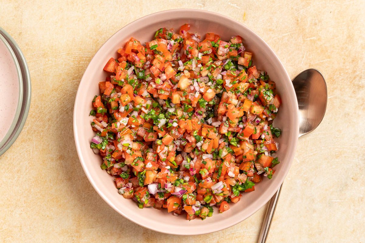 Taste of Home Copycat Chipotle Pico de Gallo recipe photo of the finished recipe in a serving dish.