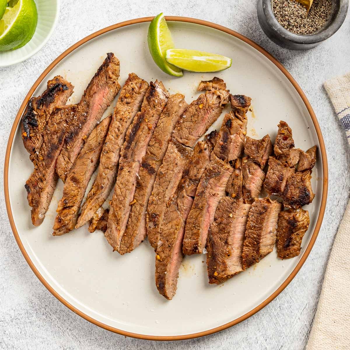 Taste of Home Grilled Flat Iron Steak recipe photo of the finished recipe on a serving plate.