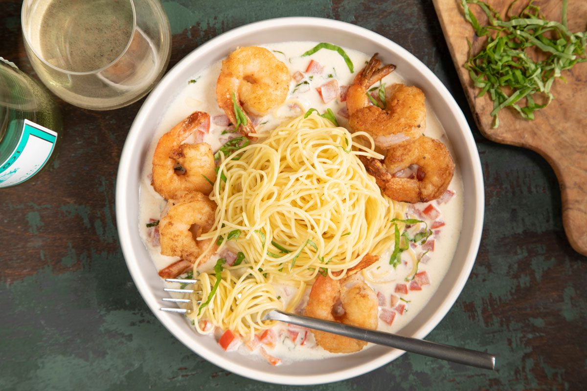 Copycat Cheesecake Factory Shrimp Scampi served on a plate