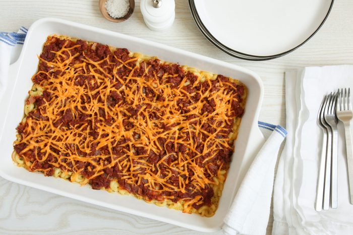 Cheesy hamburger macaroni casserole