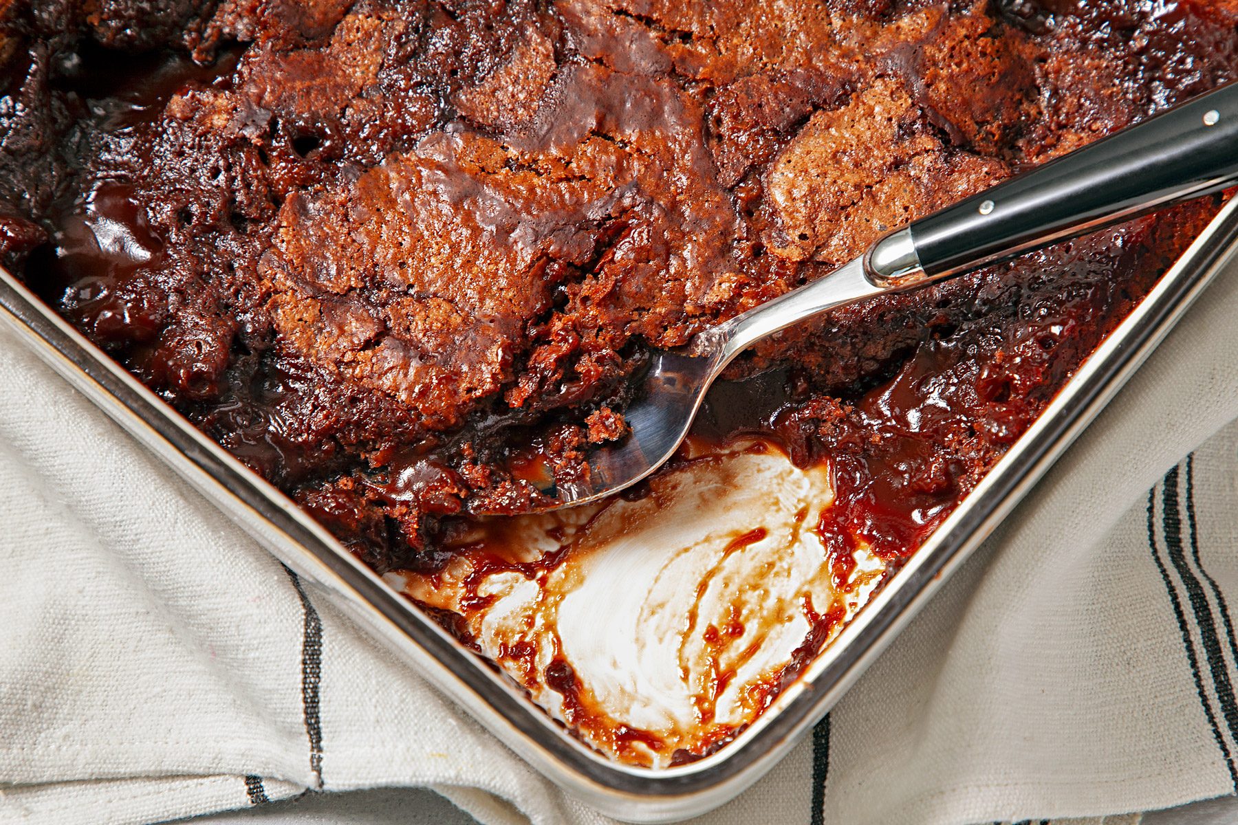 Hot Fudge Cake in a pan.