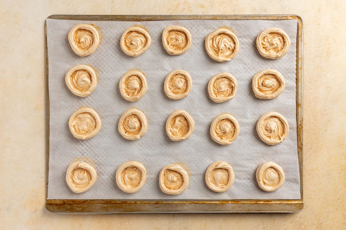 Taste of Home Lemon Meringue Cookies recipe photo of the meringue baked.