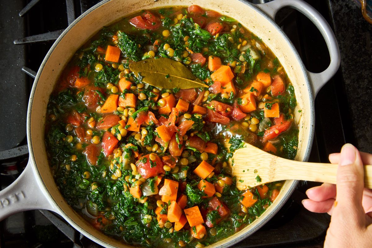 Vegetables being cooked on stovetop