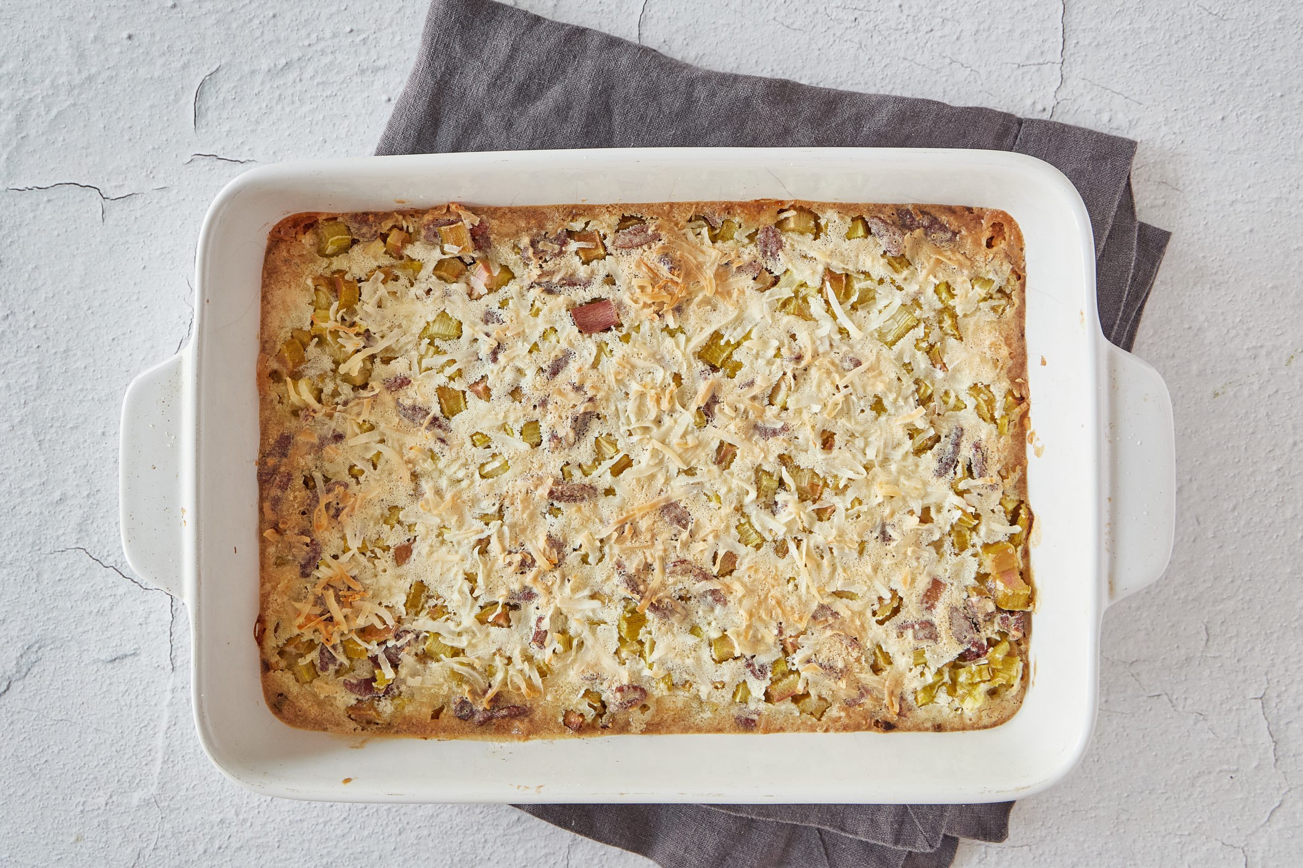 Bake the rhubarb bars.