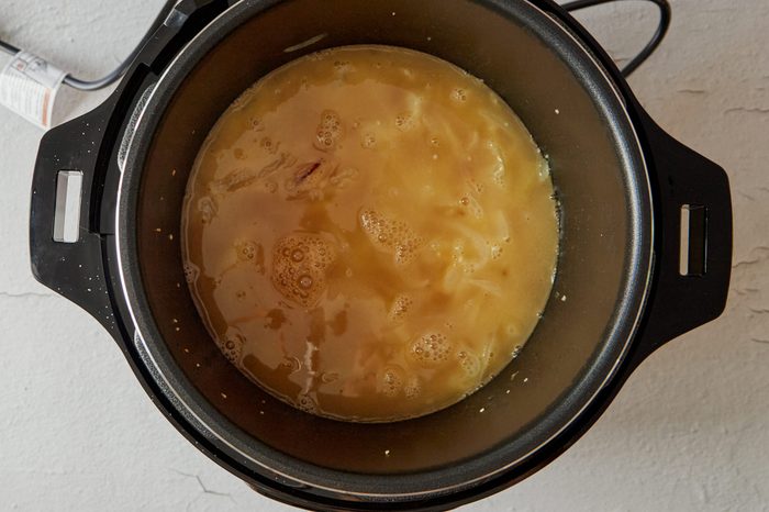 Pressure cook the French onion soup.