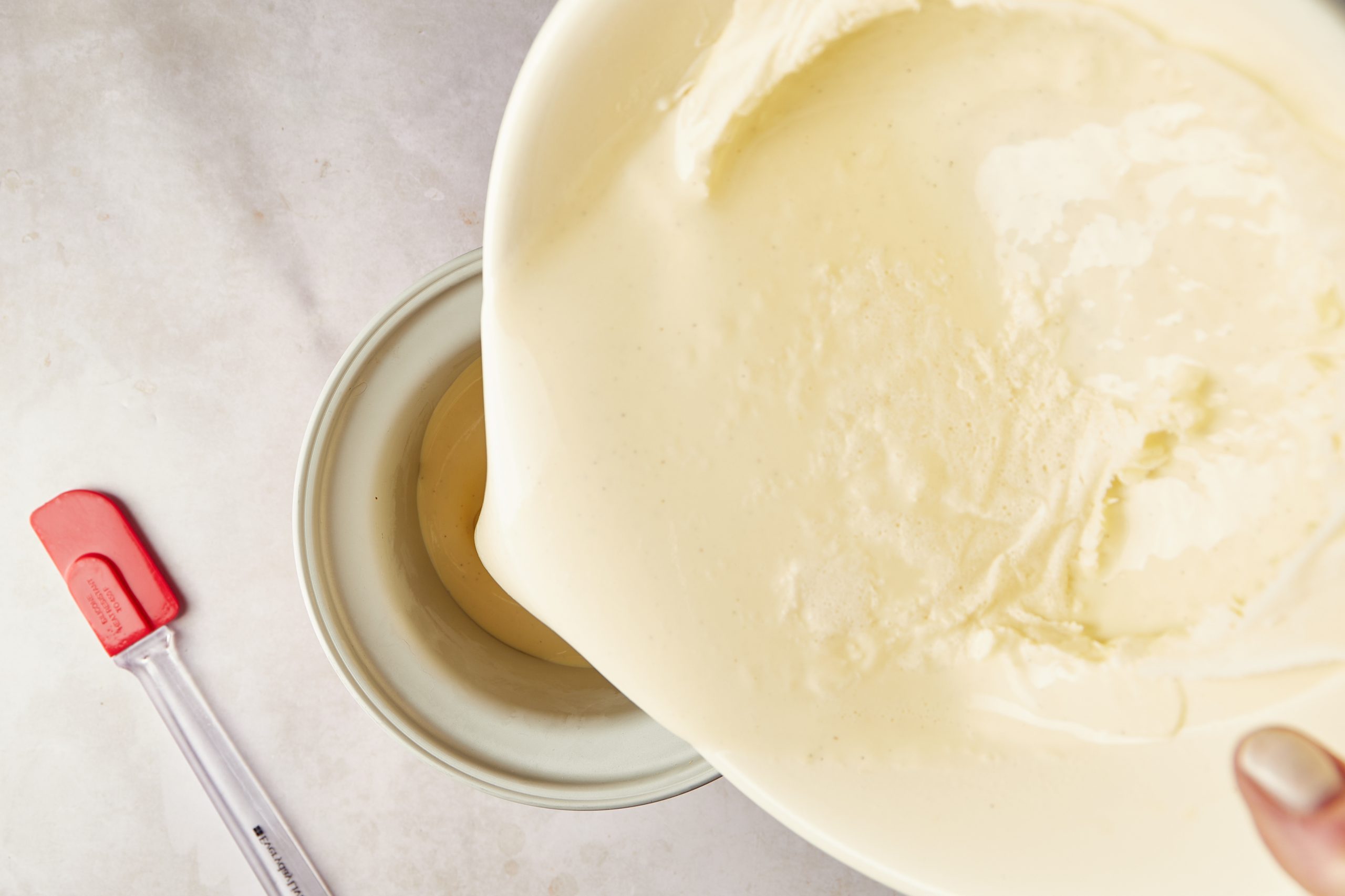 Add the ice cream mixture to the ice cream maker.