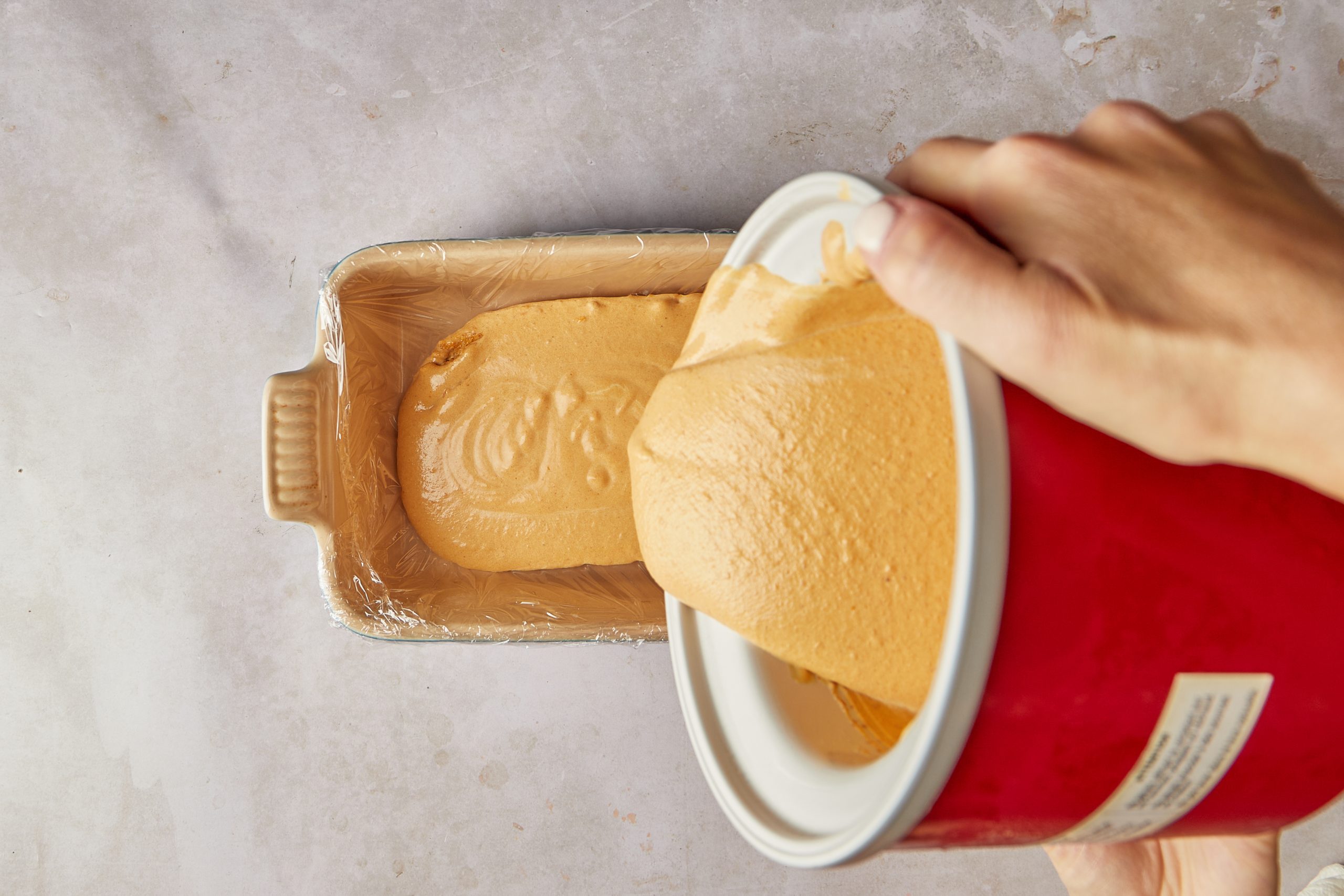 Save the remaining mixture of the pumpkin ice cream.