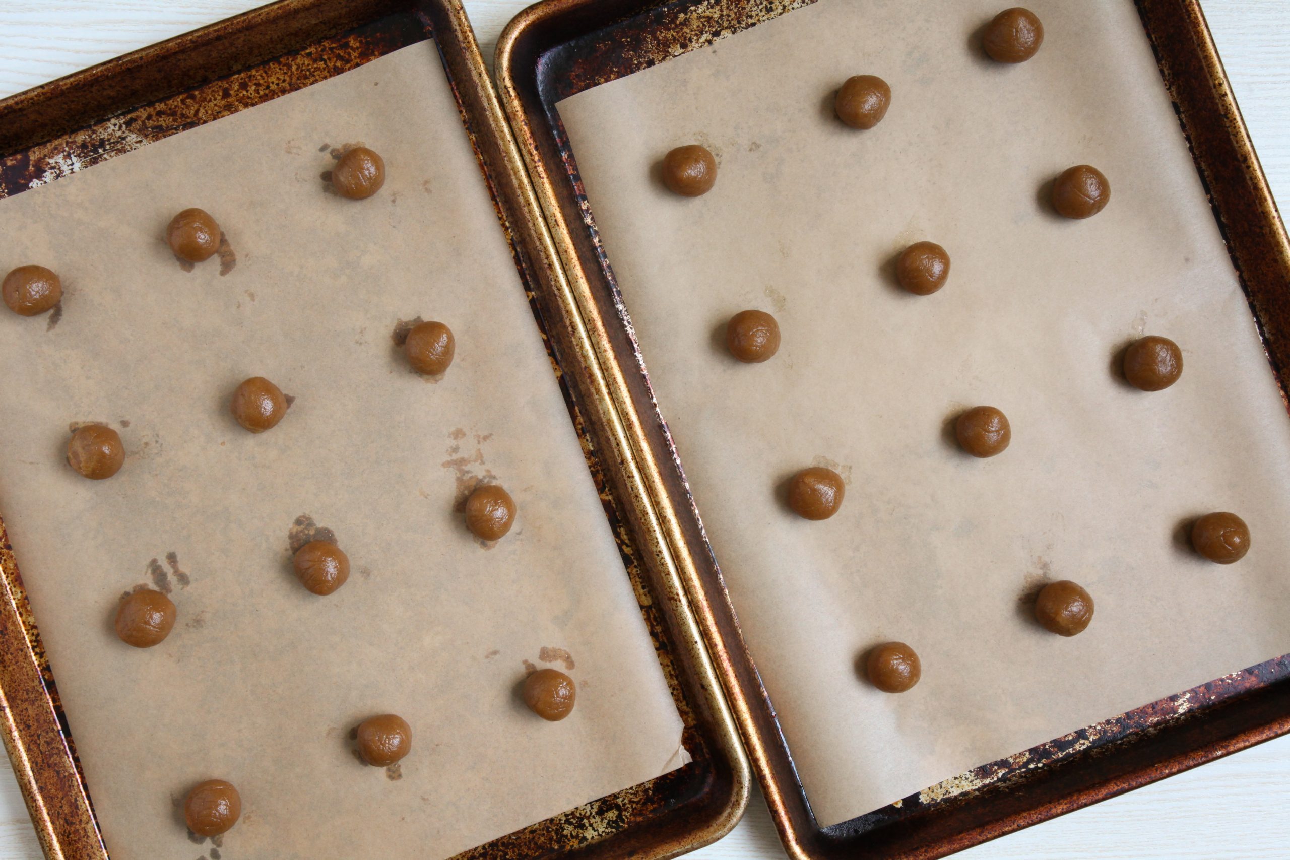 Portioning out peanut butter cookie dough