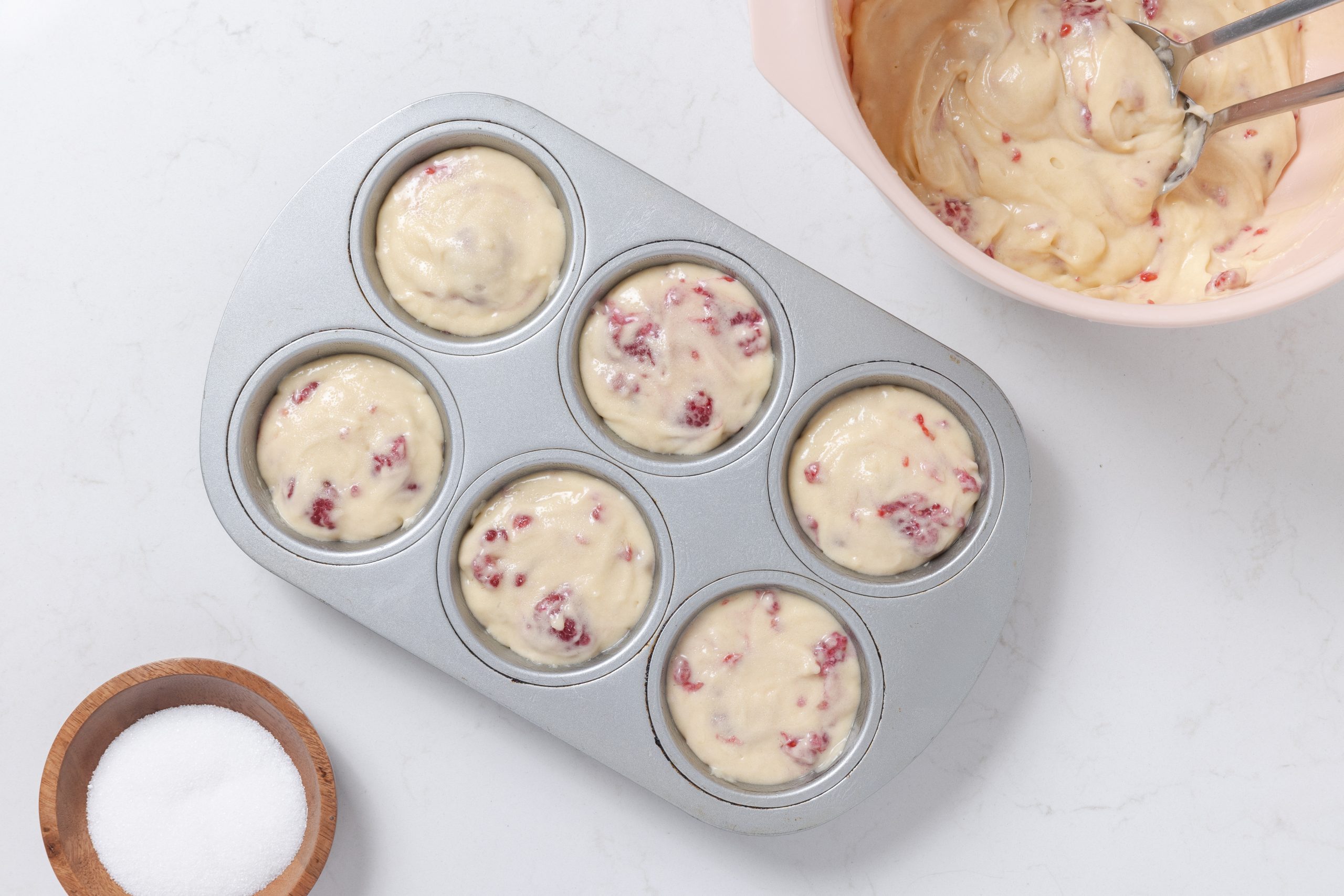 Muffins ready to be baked.