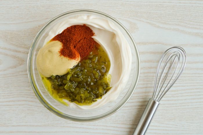 Ingredients for seafood pasta salad dressing