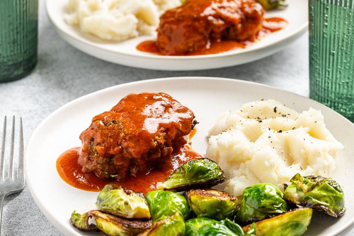 Taste of Home Skillet Meatloaf recipe photo of the finished recipe served on plates.
