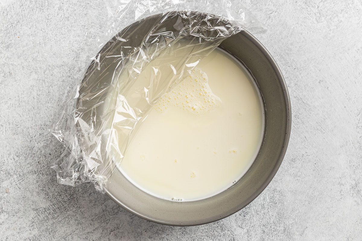 Taste of Home Stracciatella Gelato recipe photo of the gelato base ready to chill.