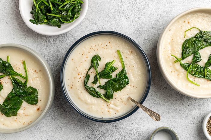 Taste of Home Turnip Soup recipe photo of the finished recipe served into bowls.