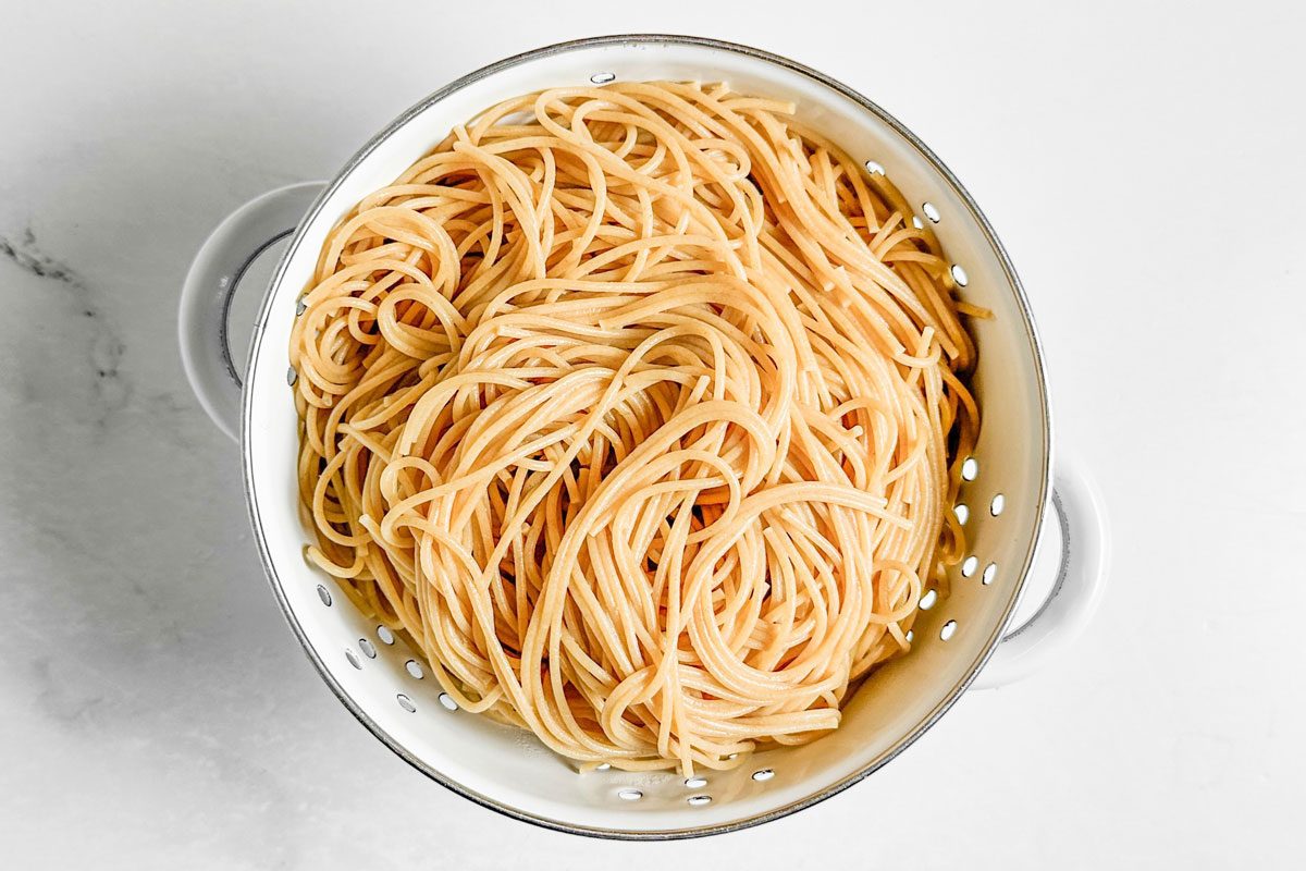 pasta in a colander
