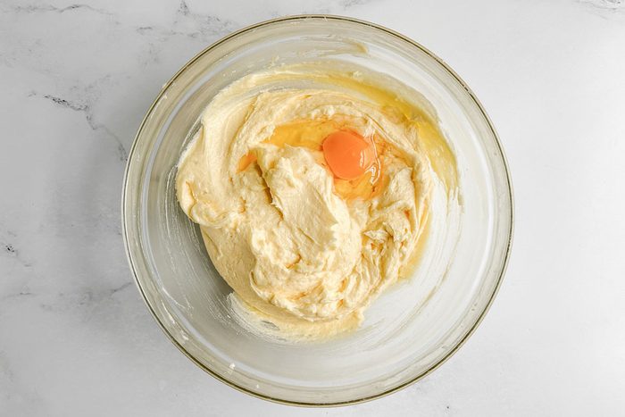 Batter for Taste of Home Amaretto Cake in a glass bowl