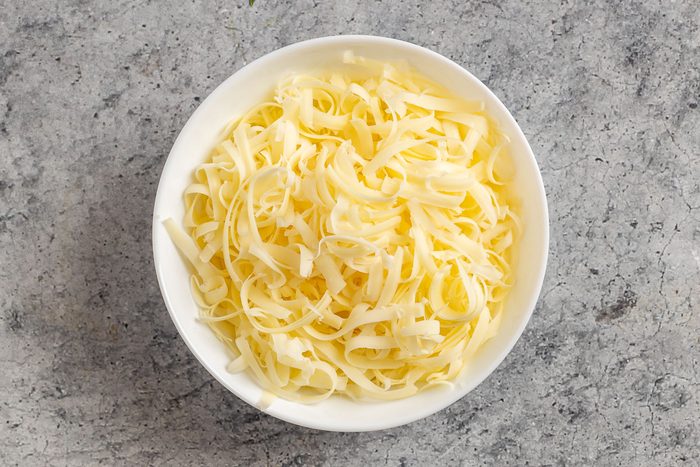 Taste of Home Avocado Grilled Cheese recipe photo of the shredded cheese.