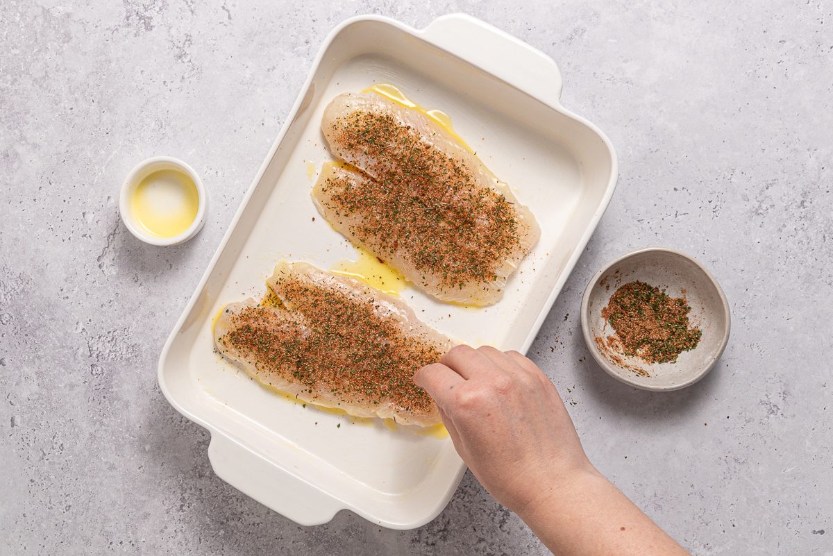 Tilapia Fillets Sprinkled With Spice Mix