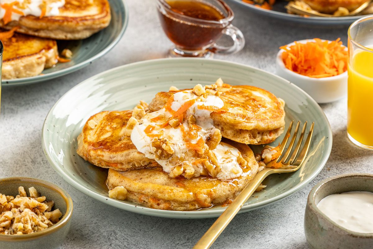 Taste of Home Carrot Cake Pancake recipe photo of the finished recipe.