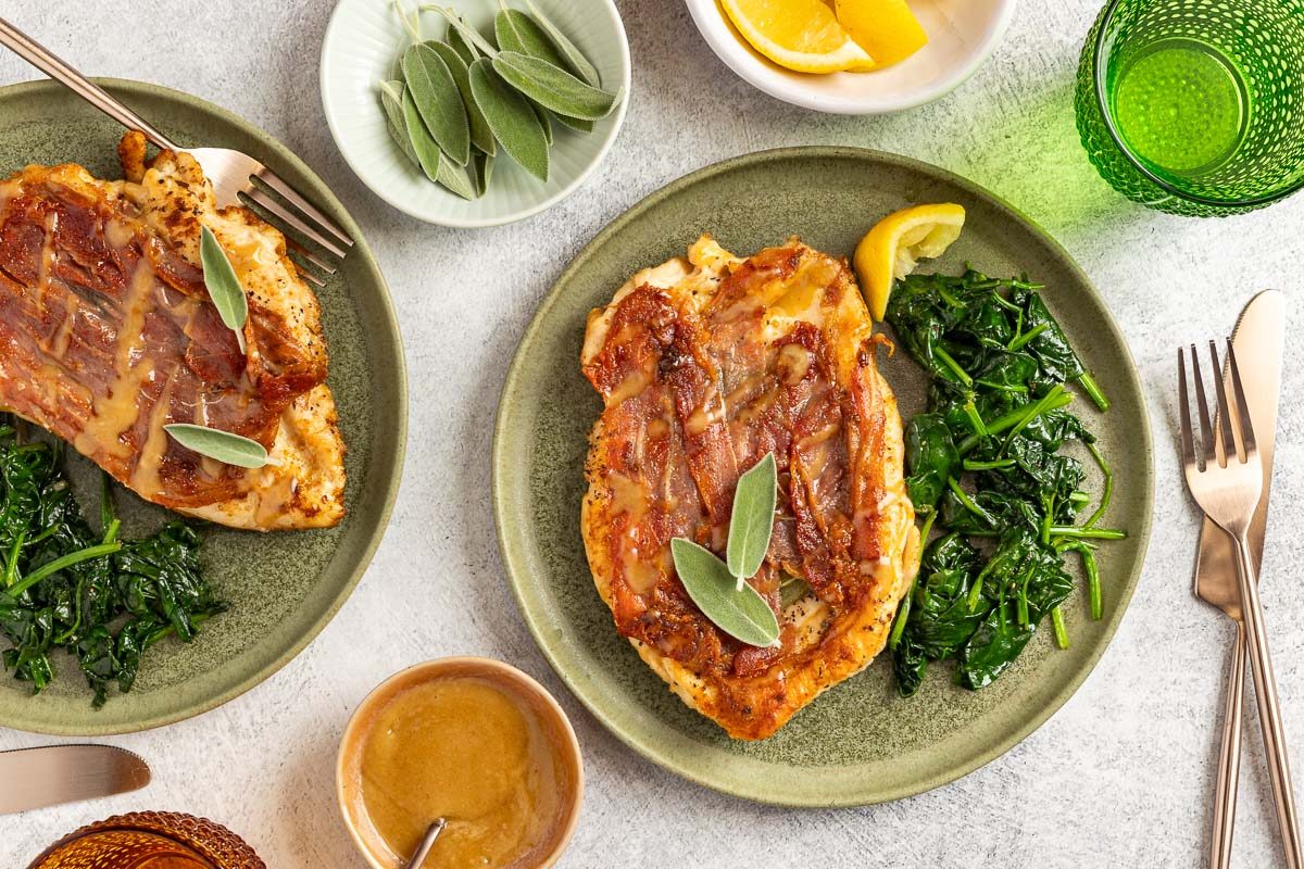 Taste of Home Chicken Saltimbocca photo of the finished recipe served on plates.