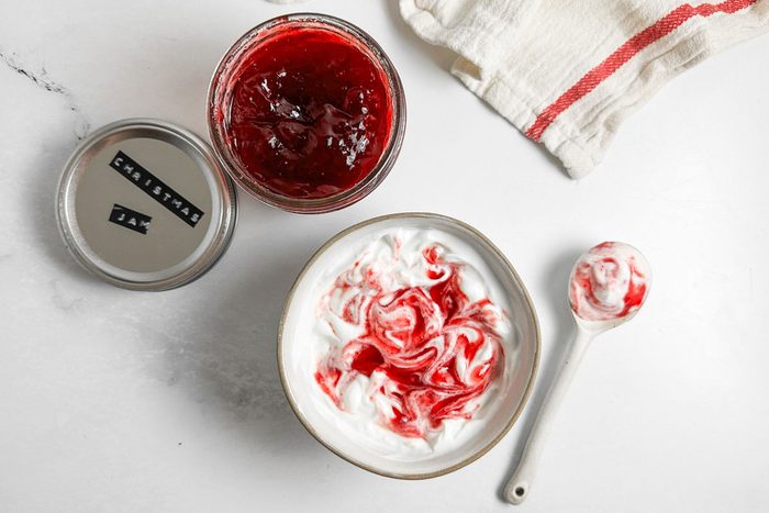 Taste of Home Christmas Jam in a bowl with yogurt