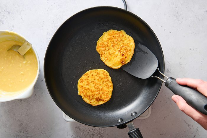 Cooking the pancakes in a skillet