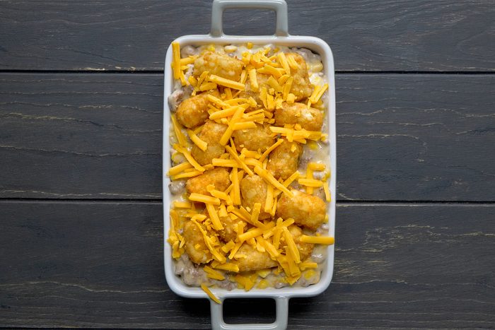 Layer with remaining 1 cup Tater Tots and cheese