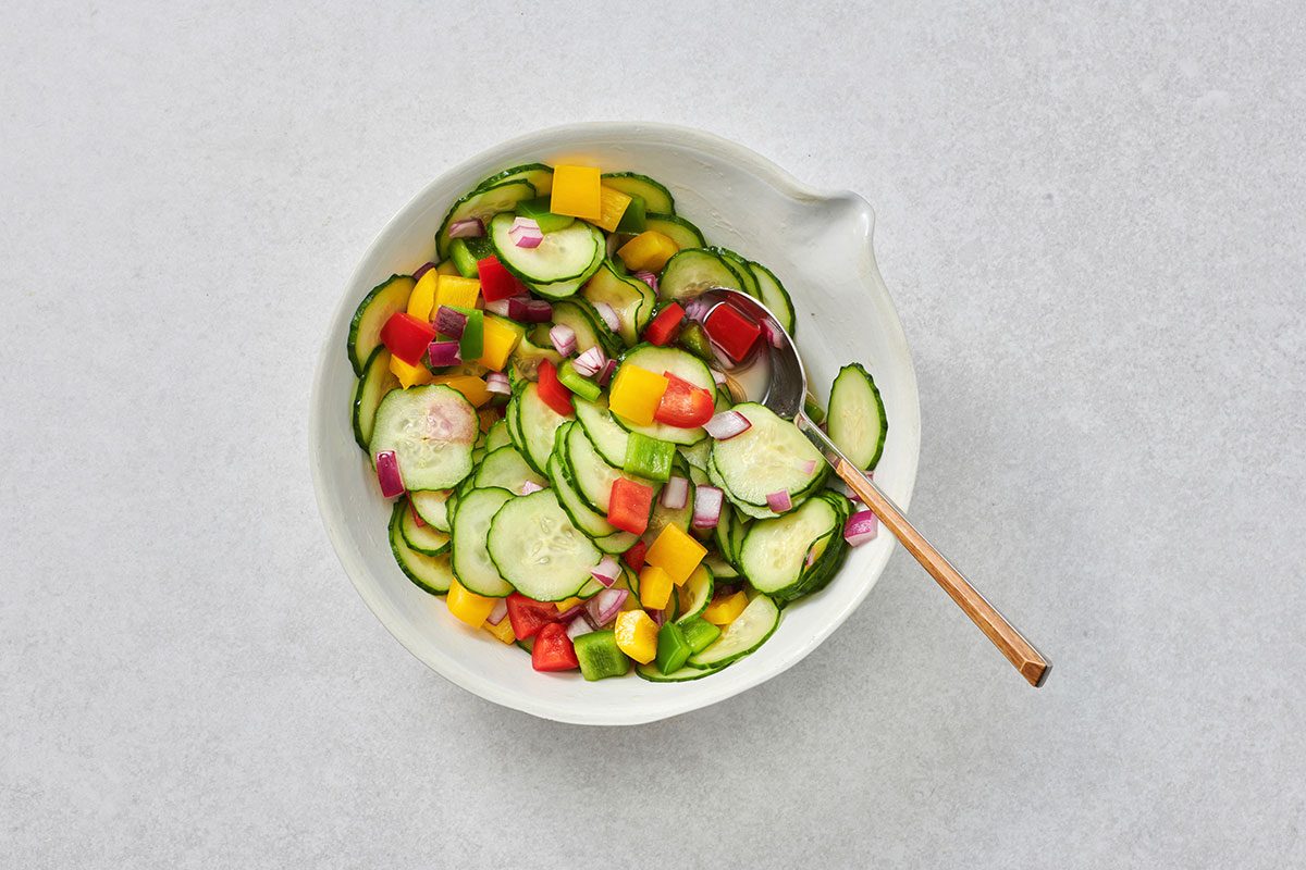 Chilled salad in a large bowl