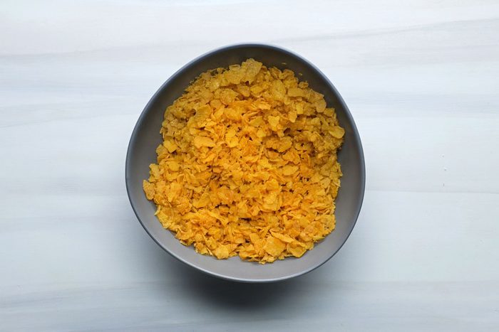 crushed cornflakes in a bowl.